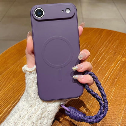 Solid Color Liquid Silicone Magnetic Phone Case with Lanyard, For iPhone Air