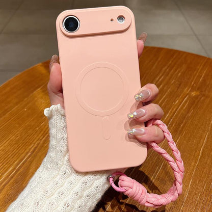 Solid Color Liquid Silicone Magnetic Phone Case with Lanyard, For iPhone Air