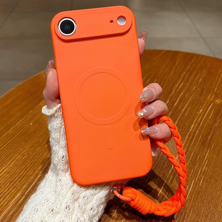 Solid Color Liquid Silicone Magnetic Phone Case with Lanyard, For iPhone Air