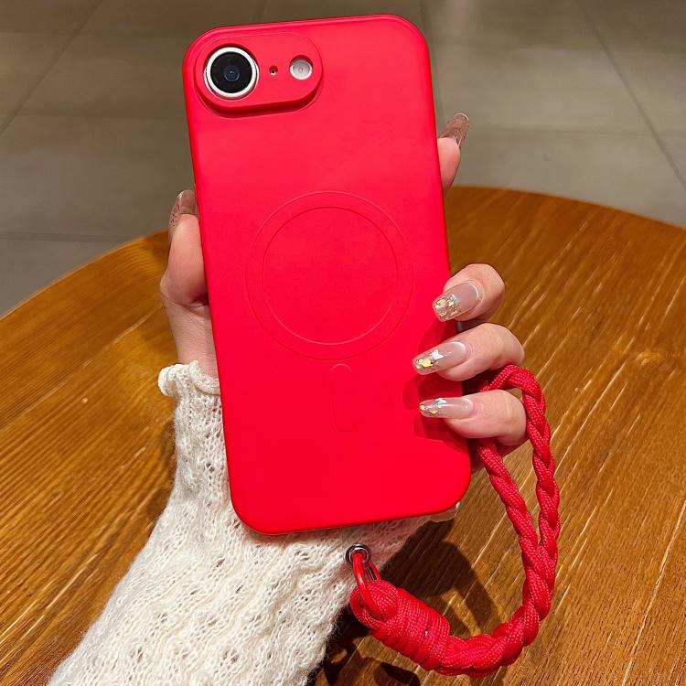 Solid Color Liquid Silicone Magnetic Phone Case with Lanyard, For iPhone 17e / 16e