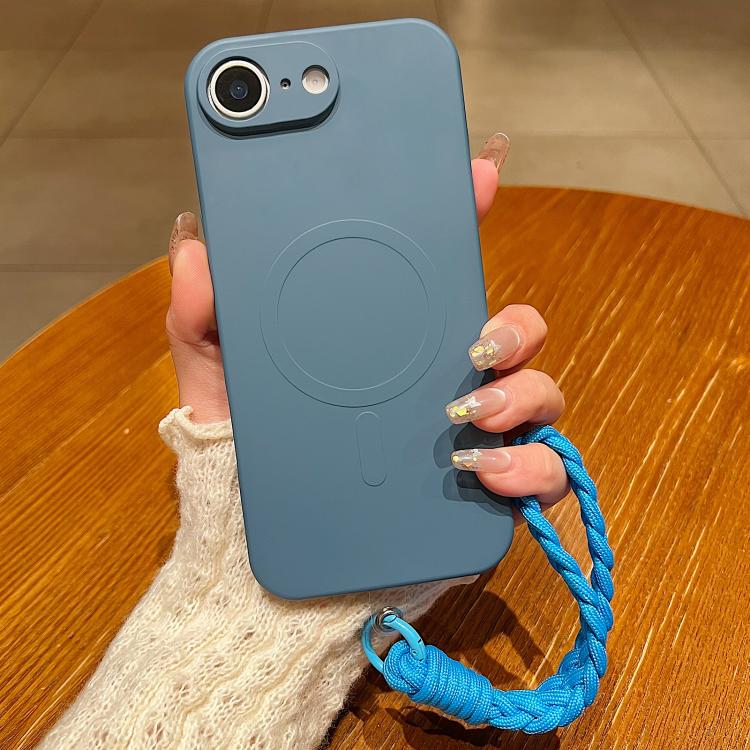 Solid Color Liquid Silicone Magnetic Phone Case with Lanyard, For iPhone 17e / 16e
