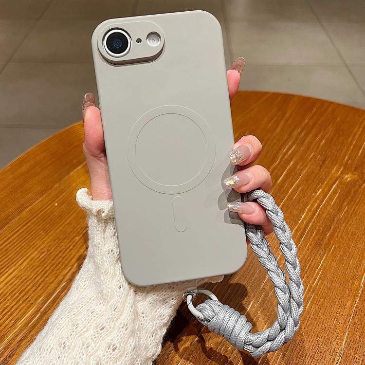 Solid Color Liquid Silicone Magnetic Phone Case with Lanyard, For iPhone 17e / 16e