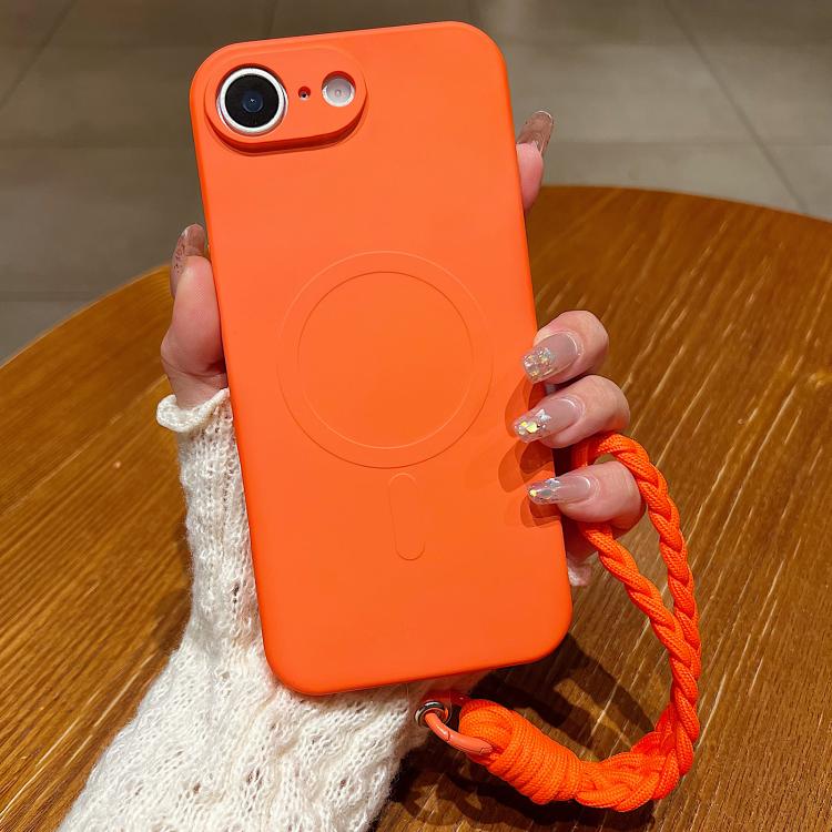 Solid Color Liquid Silicone Magnetic Phone Case with Lanyard, For iPhone 17e / 16e