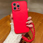 Solid Color Liquid Silicone Magnetic Phone Case with Lanyard, For iPhone 16 Pro Max