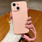 Solid Color Liquid Silicone Magnetic Phone Case with Lanyard, For iPhone 14