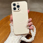Solid Color Liquid Silicone Magnetic Phone Case with Lanyard, For iPhone 14 Pro