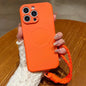 Solid Color Liquid Silicone Magnetic Phone Case with Lanyard, For iPhone 14 Pro