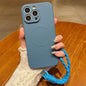 Solid Color Liquid Silicone Magnetic Phone Case with Lanyard, For iPhone 13 Pro