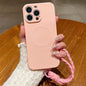 Solid Color Liquid Silicone Magnetic Phone Case with Lanyard, For iPhone 13 Pro