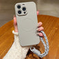 Solid Color Liquid Silicone Magnetic Phone Case with Lanyard, For iPhone 13 Pro
