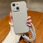 Solid Color Liquid Silicone Magnetic Phone Case with Lanyard, For iPhone 13