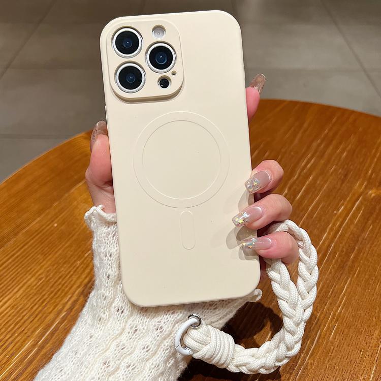 Solid Color Liquid Silicone Magnetic Phone Case with Lanyard, For iPhone 12 Pro