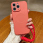 Solid Color Liquid Silicone Magnetic Phone Case with Lanyard, For iPhone 11 Pro Max