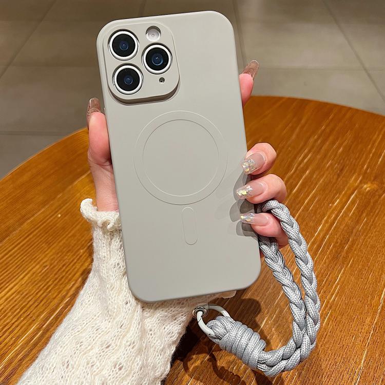 Solid Color Liquid Silicone Magnetic Phone Case with Lanyard, For iPhone 11 Pro Max