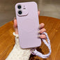 Solid Color Liquid Silicone Magnetic Phone Case with Lanyard, For iPhone 11