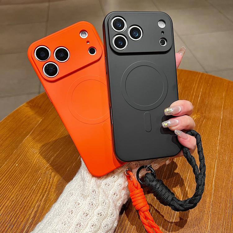 Solid Color Liquid Silicone Magnetic Phone Case with Lanyard, For iPhone 11
