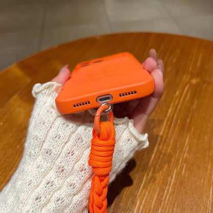 Solid Color Liquid Silicone Magnetic Phone Case with Lanyard, For iPhone 11 Pro