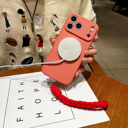 Solid Color Liquid Silicone Magnetic Phone Case with Lanyard, For iPhone 11