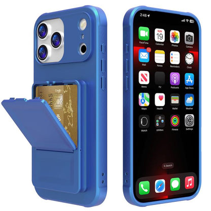Skin Feel TPU Hidden Mirror Card Bag Phone Case with Stand, For iPhone 17 Pro Max, For iPhone 17 Pro, For iPhone 17, For iPhone Air
