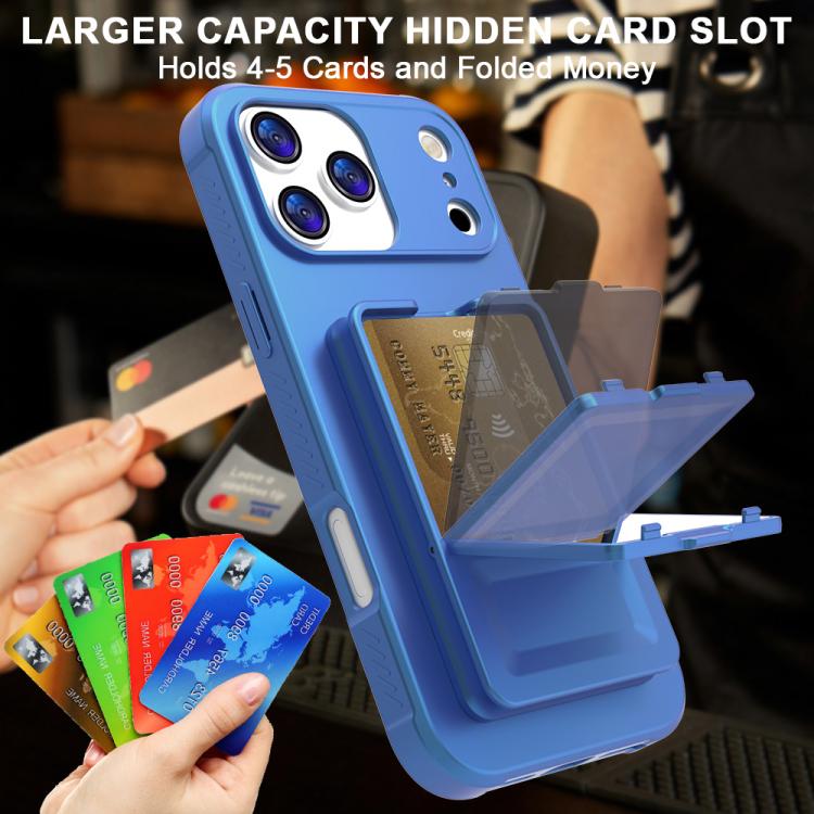 Skin Feel TPU Hidden Mirror Card Bag Phone Case with Stand, For iPhone 17 Pro Max, For iPhone 17 Pro, For iPhone 17, For iPhone Air