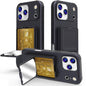Skin Feel TPU Hidden Mirror Card Bag Phone Case with Stand, For iPhone 17 Pro Max, For iPhone 17 Pro, For iPhone 17, For iPhone Air