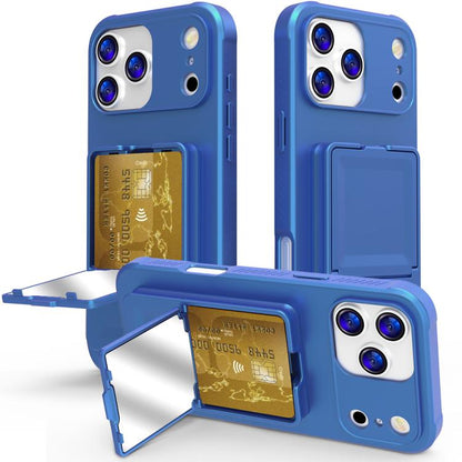 Skin Feel TPU Hidden Mirror Card Bag Phone Case with Stand, For iPhone 17 Pro Max, For iPhone 17 Pro, For iPhone 17, For iPhone Air