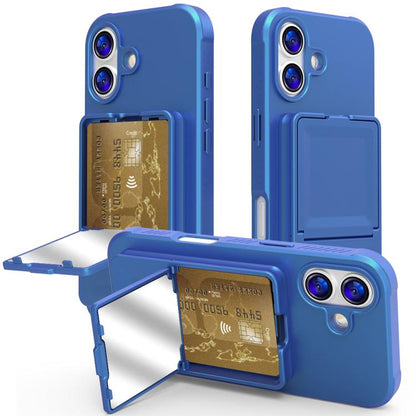 Skin Feel TPU Hidden Mirror Card Bag Phone Case with Stand, For iPhone 17 Pro Max, For iPhone 17 Pro, For iPhone 17, For iPhone Air