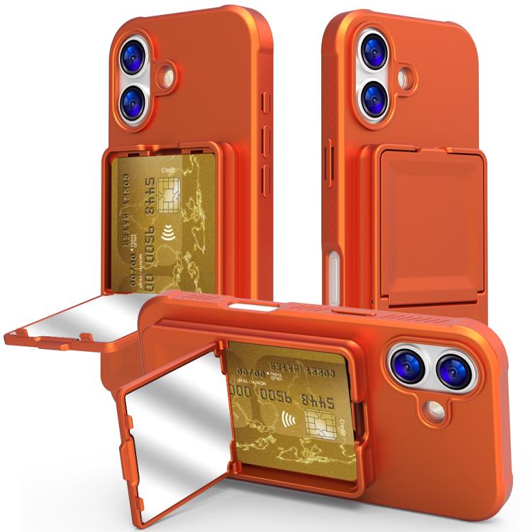 Skin Feel TPU Hidden Mirror Card Bag Phone Case with Stand, For iPhone 17 Pro Max, For iPhone 17 Pro, For iPhone 17, For iPhone Air