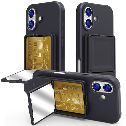 Skin Feel TPU Hidden Mirror Card Bag Phone Case with Stand, For iPhone 17 Pro Max, For iPhone 17 Pro, For iPhone 17, For iPhone Air