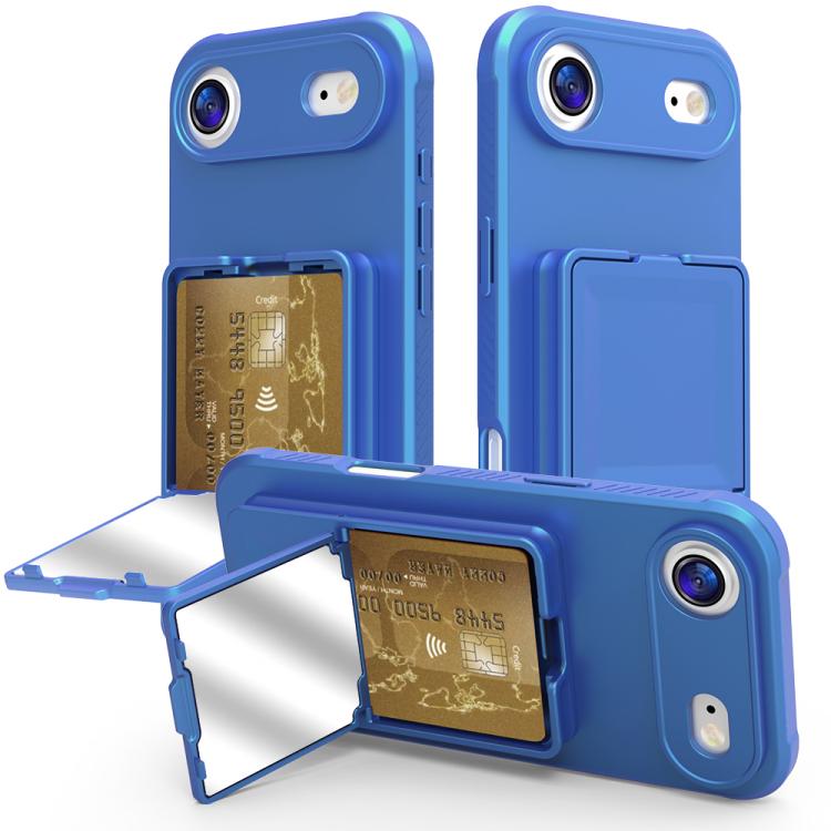 Skin Feel TPU Hidden Mirror Card Bag Phone Case with Stand, For iPhone 17 Pro Max, For iPhone 17 Pro, For iPhone 17, For iPhone Air