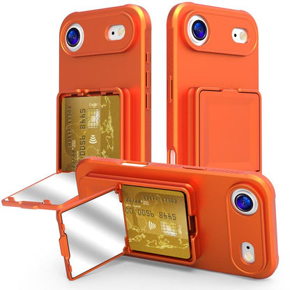 Skin Feel TPU Hidden Mirror Card Bag Phone Case with Stand, For iPhone 17 Pro Max, For iPhone 17 Pro, For iPhone 17, For iPhone Air