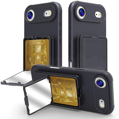 Skin Feel TPU Hidden Mirror Card Bag Phone Case with Stand, For iPhone 17 Pro Max, For iPhone 17 Pro, For iPhone 17, For iPhone Air