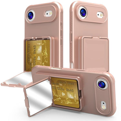 Skin Feel TPU Hidden Mirror Card Bag Phone Case with Stand, For iPhone 17 Pro Max, For iPhone 17 Pro, For iPhone 17, For iPhone Air