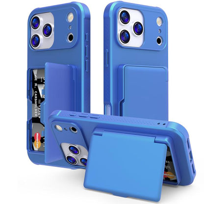 Skin Feel PC Hybrid TPU Horizontal Hidden Mirror Card Bag Phone Case, For iPhone 17 Pro Max, For iPhone 17 Pro, For iPhone 17, For iPhone Air