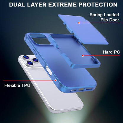 Skin Feel PC Hybrid TPU Horizontal Hidden Mirror Card Bag Phone Case, For iPhone 17 Pro Max, For iPhone 17 Pro, For iPhone 17, For iPhone Air