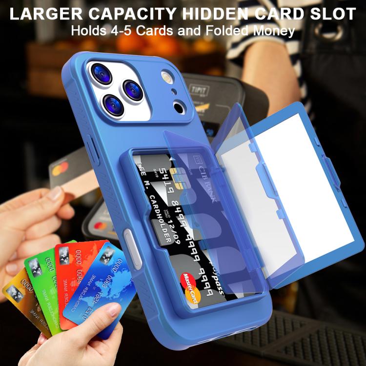 Skin Feel PC Hybrid TPU Horizontal Hidden Mirror Card Bag Phone Case, For iPhone 17 Pro Max, For iPhone 17 Pro, For iPhone 17, For iPhone Air