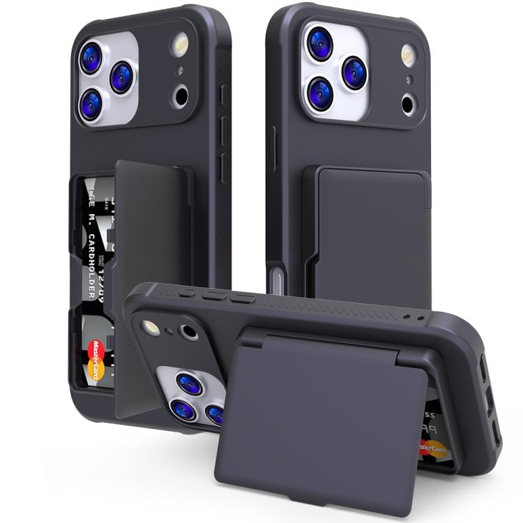 Skin Feel PC Hybrid TPU Horizontal Hidden Mirror Card Bag Phone Case, For iPhone 17 Pro Max, For iPhone 17 Pro, For iPhone 17, For iPhone Air