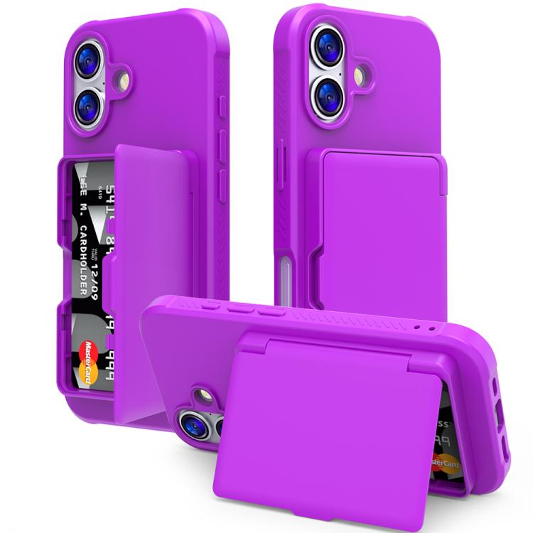 Skin Feel PC Hybrid TPU Horizontal Hidden Mirror Card Bag Phone Case, For iPhone 17 Pro Max, For iPhone 17 Pro, For iPhone 17, For iPhone Air