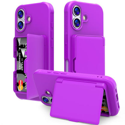 Skin Feel PC Hybrid TPU Horizontal Hidden Mirror Card Bag Phone Case, For iPhone 17 Pro Max, For iPhone 17 Pro, For iPhone 17, For iPhone Air