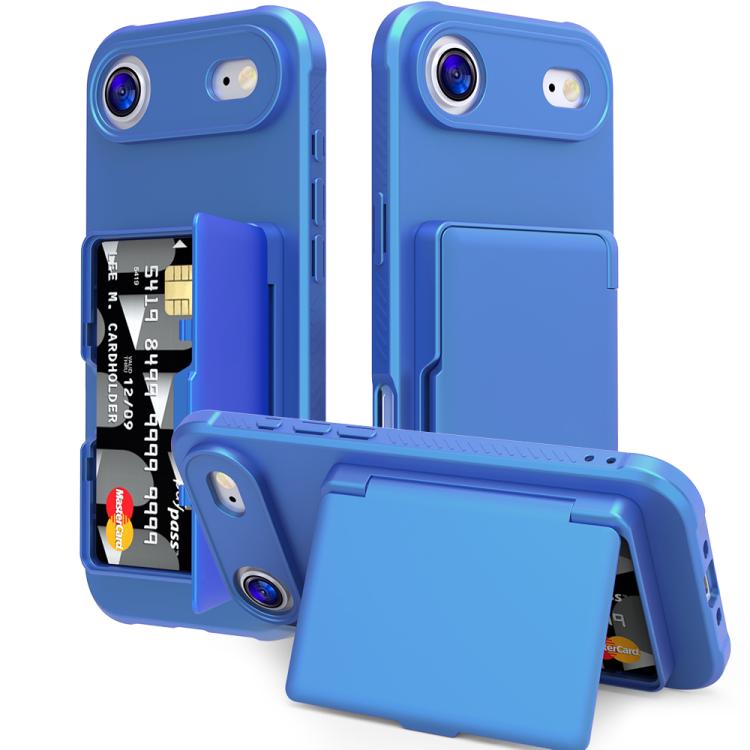 Skin Feel PC Hybrid TPU Horizontal Hidden Mirror Card Bag Phone Case, For iPhone 17 Pro Max, For iPhone 17 Pro, For iPhone 17, For iPhone Air