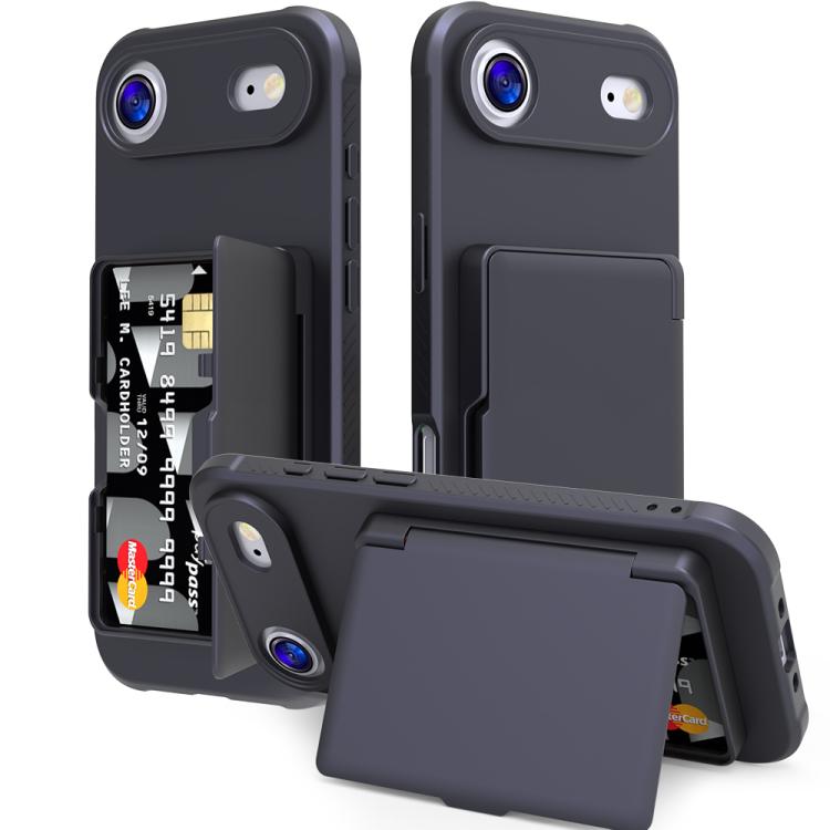 Skin Feel PC Hybrid TPU Horizontal Hidden Mirror Card Bag Phone Case, For iPhone 17 Pro Max, For iPhone 17 Pro, For iPhone 17, For iPhone Air