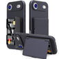 Skin Feel PC Hybrid TPU Horizontal Hidden Mirror Card Bag Phone Case, For iPhone 17 Pro Max, For iPhone 17 Pro, For iPhone 17, For iPhone Air