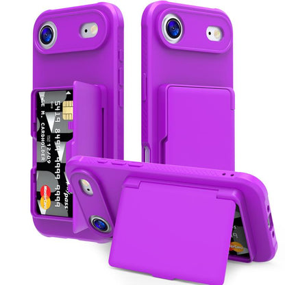 Skin Feel PC Hybrid TPU Horizontal Hidden Mirror Card Bag Phone Case, For iPhone 17 Pro Max, For iPhone 17 Pro, For iPhone 17, For iPhone Air