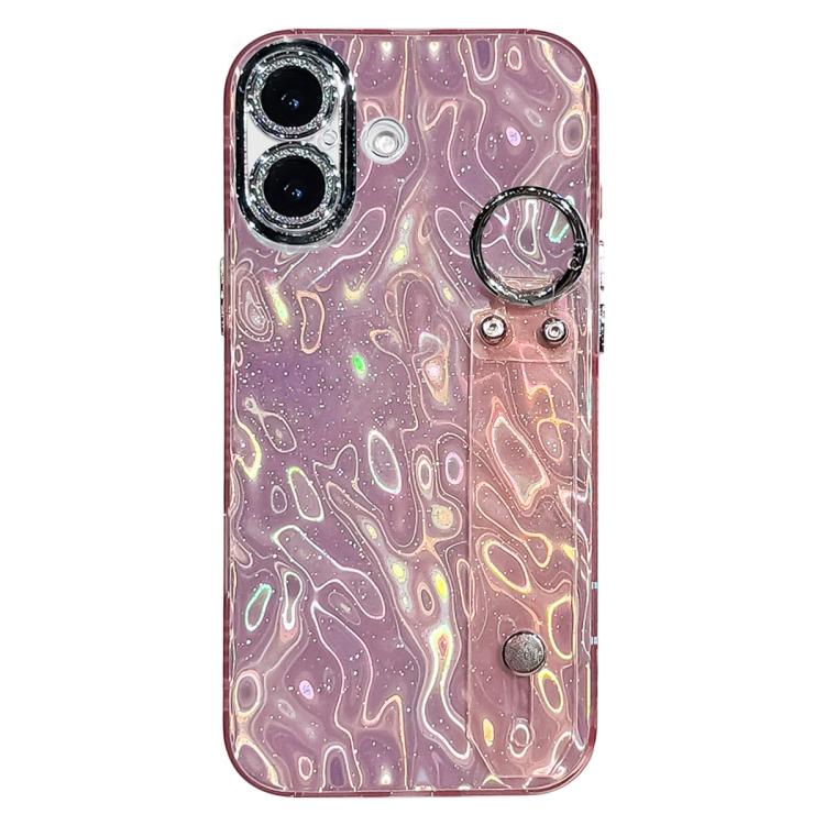Plating Wrinkled Texture Wristband Holder TPU Phone Case with Lens Film, For iPhone 17 Pro Max, For iPhone 17 Pro, For iPhone 17, For iPhone Air, For iPhone 16 Pro Max, For iPhone 16 Pro, For iPhone 16 Plus, For iPhone 16