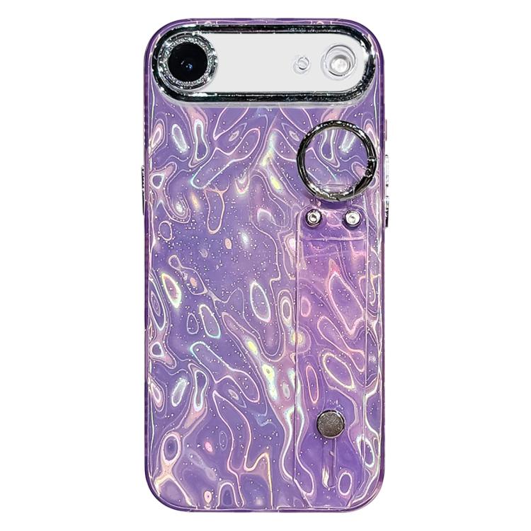 Plating Wrinkled Texture Wristband Holder TPU Phone Case with Lens Film, For iPhone 17 Pro Max, For iPhone 17 Pro, For iPhone 17, For iPhone Air, For iPhone 16 Pro Max, For iPhone 16 Pro, For iPhone 16 Plus, For iPhone 16