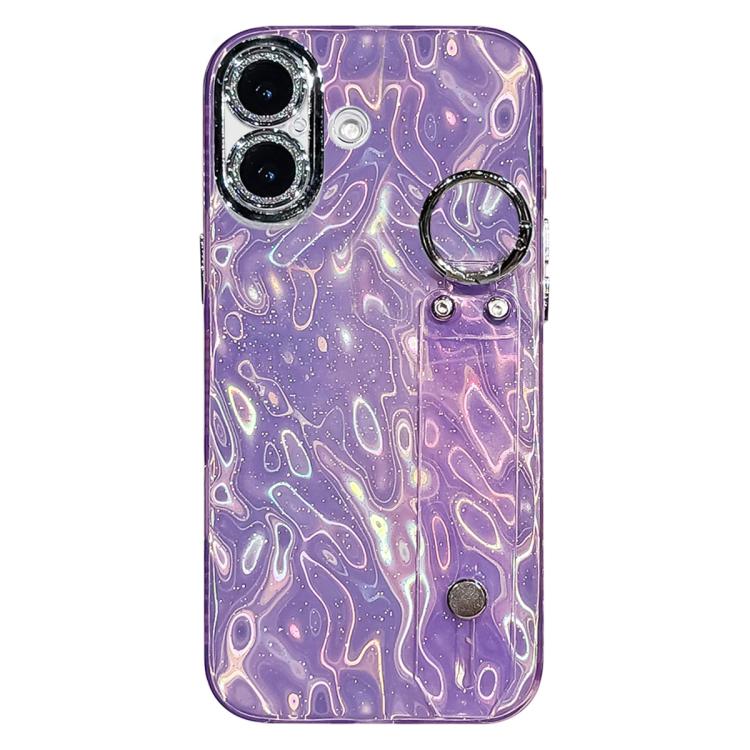 Plating Wrinkled Texture Wristband Holder TPU Phone Case with Lens Film, For iPhone 17 Pro Max, For iPhone 17 Pro, For iPhone 17, For iPhone Air, For iPhone 16 Pro Max, For iPhone 16 Pro, For iPhone 16 Plus, For iPhone 16