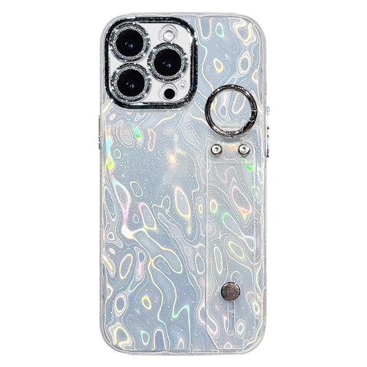 Plating Wrinkled Texture Wristband Holder TPU Phone Case with Lens Film, For iPhone 15 Pro Max, For iPhone 15 Pro, For iPhone 15, For iPhone 14, For iPhone 14 Pro, For iPhone 14 Pro Max, For iPhone 13 Pro Max, For iPhone 13 Pro