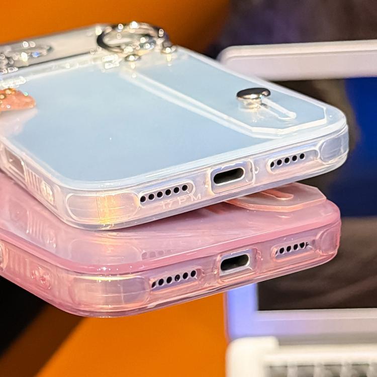 Plating Wrinkled Texture Wristband Holder TPU Phone Case with Lens Film, For iPhone 13