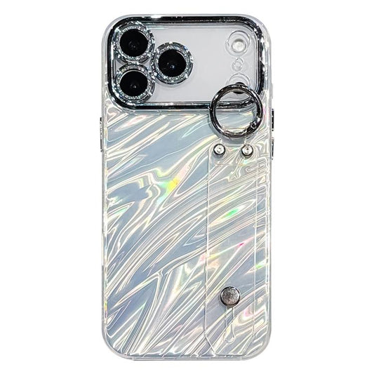 Plating Ripples Texture Wristband Holder TPU Phone Case with Lens Film, For iPhone 17 Pro Max, For iPhone 17 Pro, For iPhone 17, For iPhone Air, For iPhone 16 Pro Max, For iPhone 16 Pro, For iPhone 16 Plus, For iPhone 16