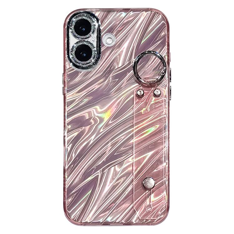 Plating Ripples Texture Wristband Holder TPU Phone Case with Lens Film, For iPhone 17 Pro Max, For iPhone 17 Pro, For iPhone 17, For iPhone Air, For iPhone 16 Pro Max, For iPhone 16 Pro, For iPhone 16 Plus, For iPhone 16